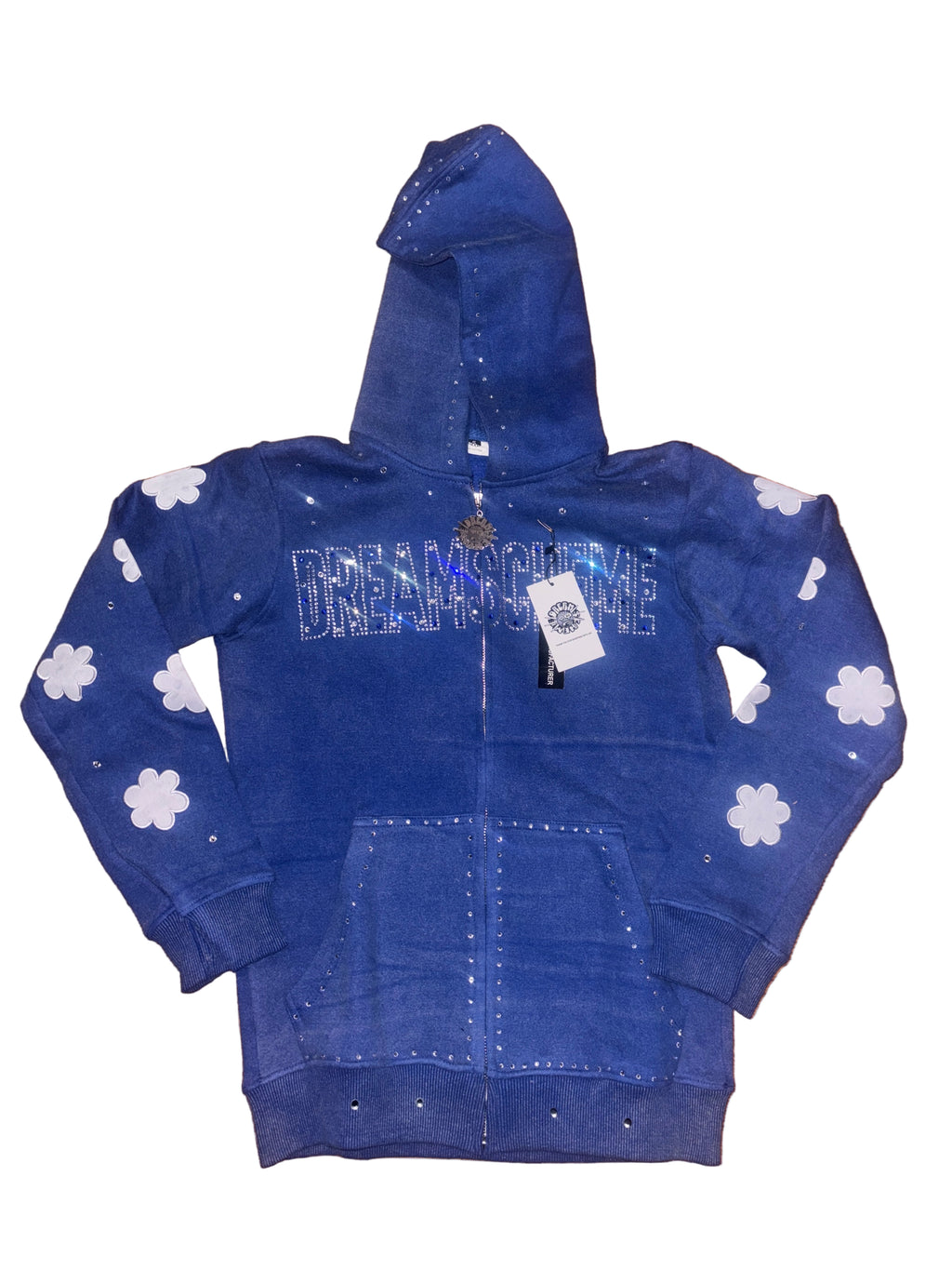 Blue Clover Rhinestone Zip Up Hoodie