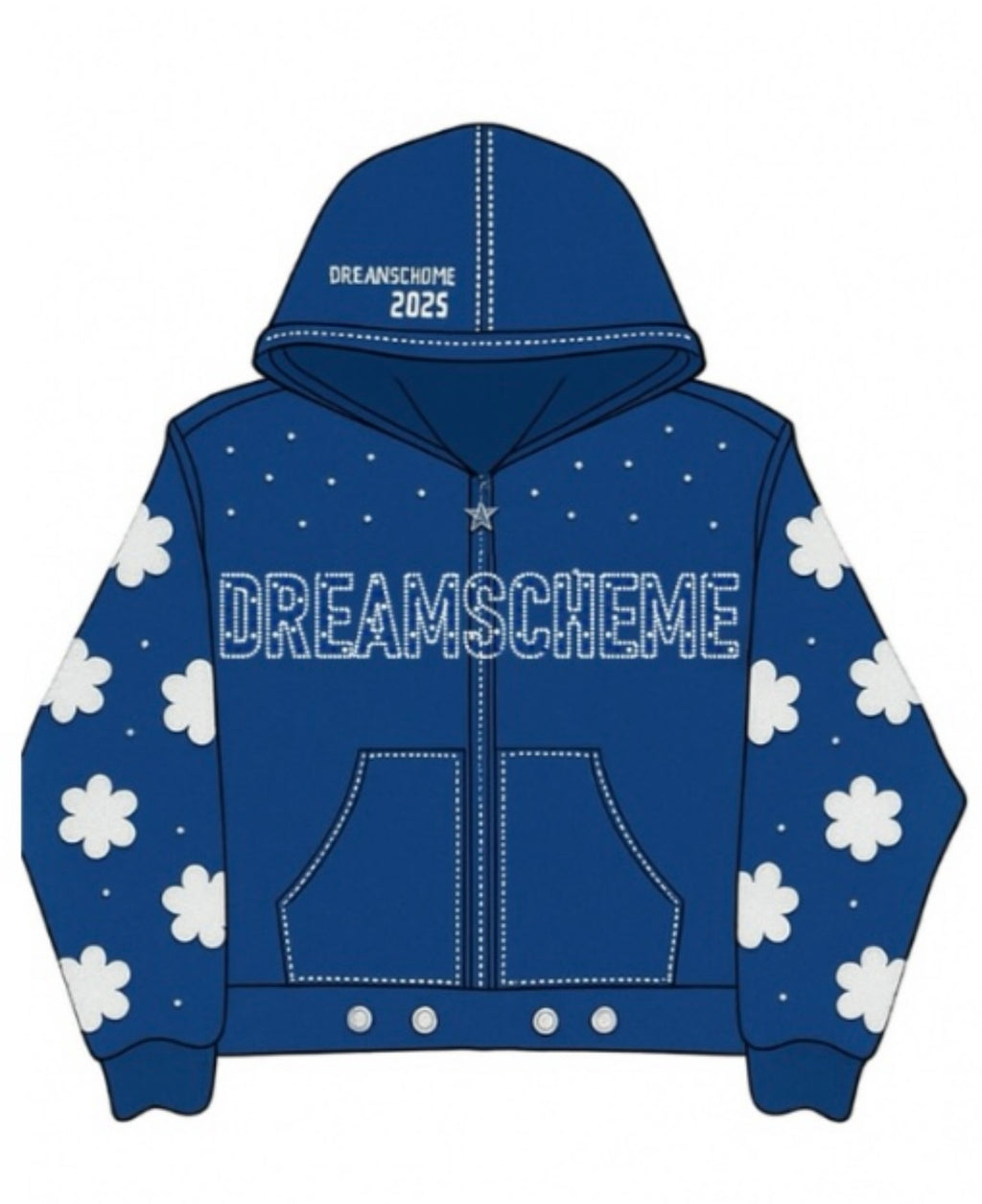 Blue Clover Rhinestone Zip Up Hoodie