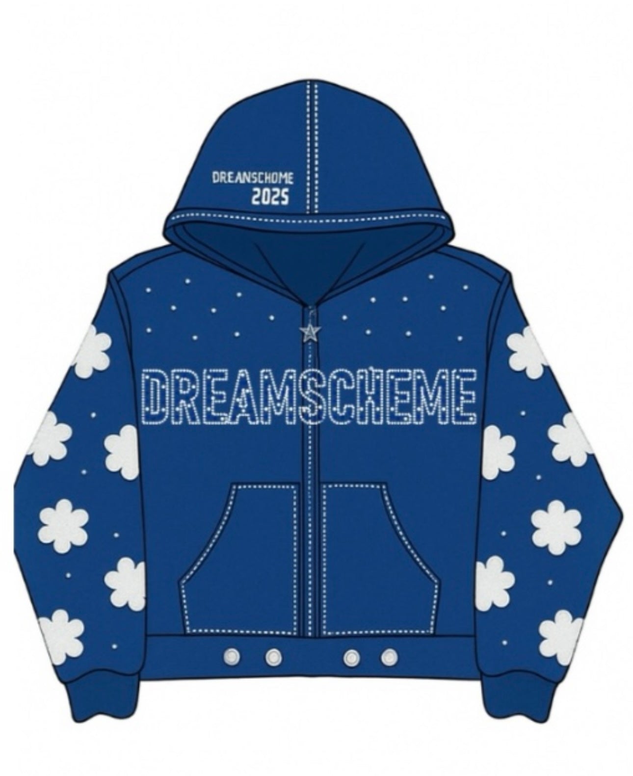 Blue Clover Rhinestone Zip Up Hoodie