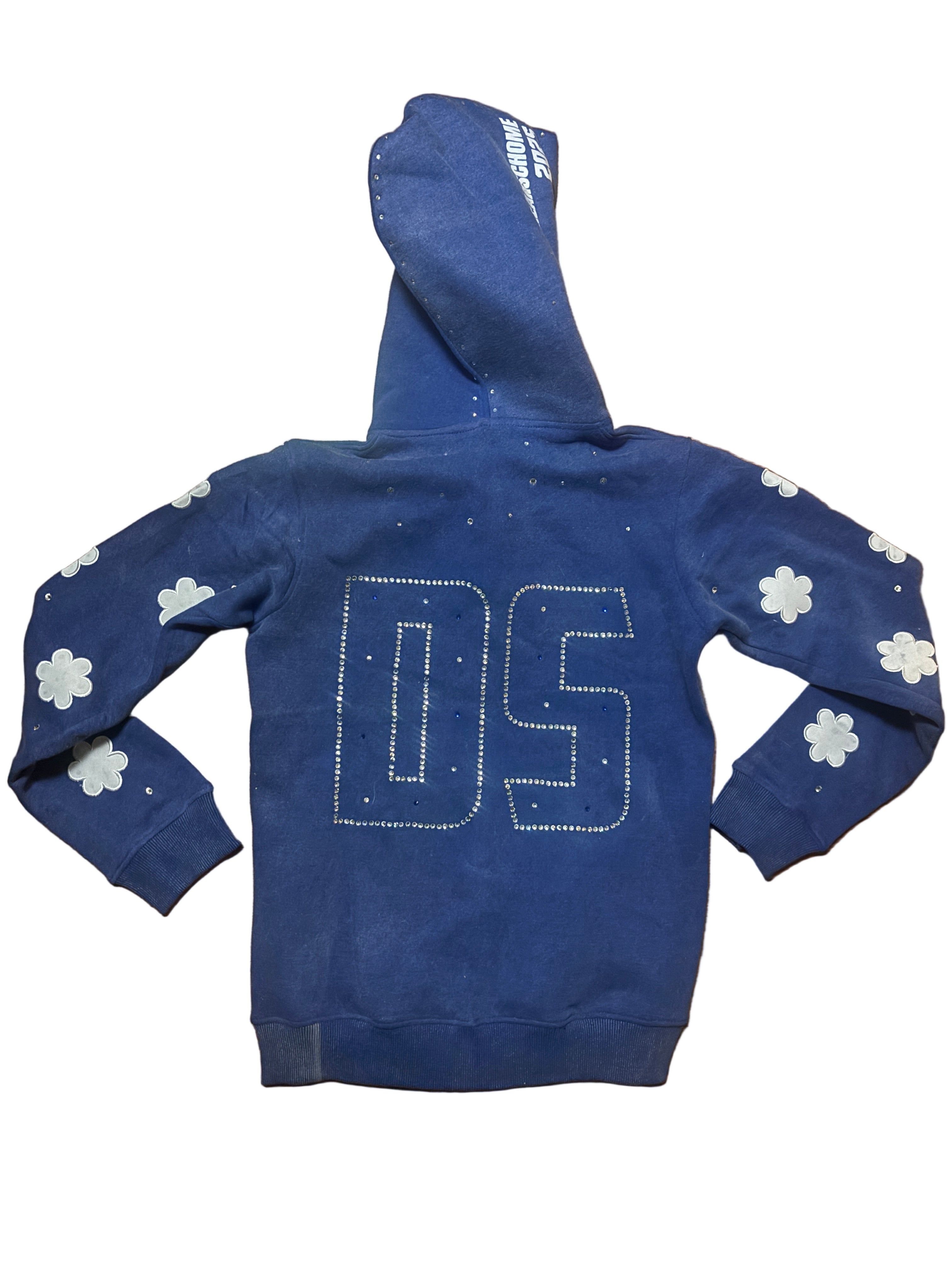 Blue Clover Rhinestone Zip Up Hoodie