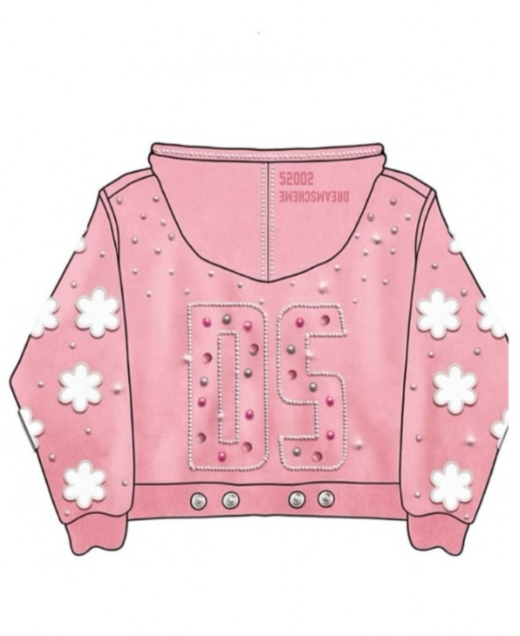 Pink Clover Rhinestone Zip Up Hoodie