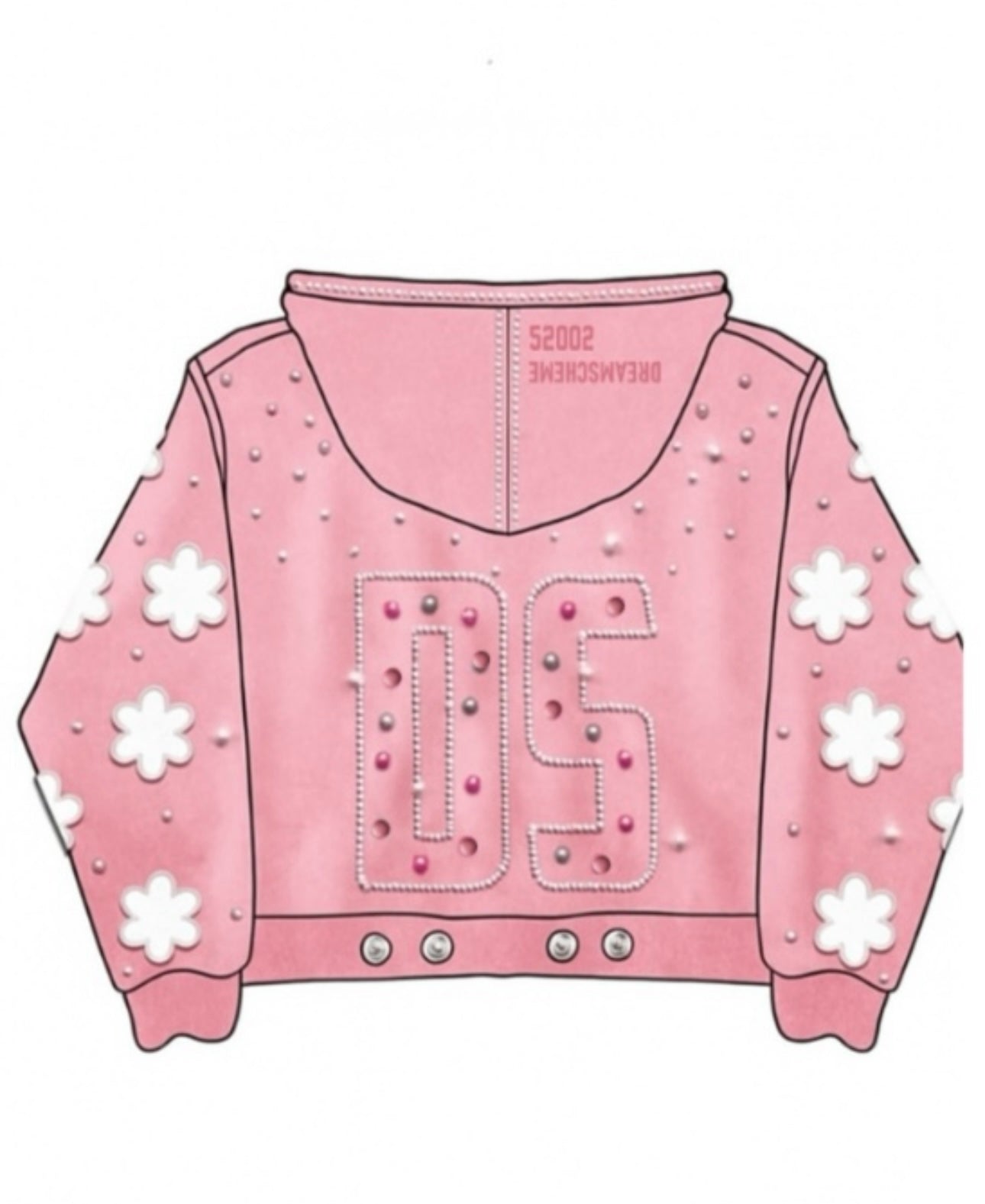 Pink Clover Rhinestone Zip Up Hoodie