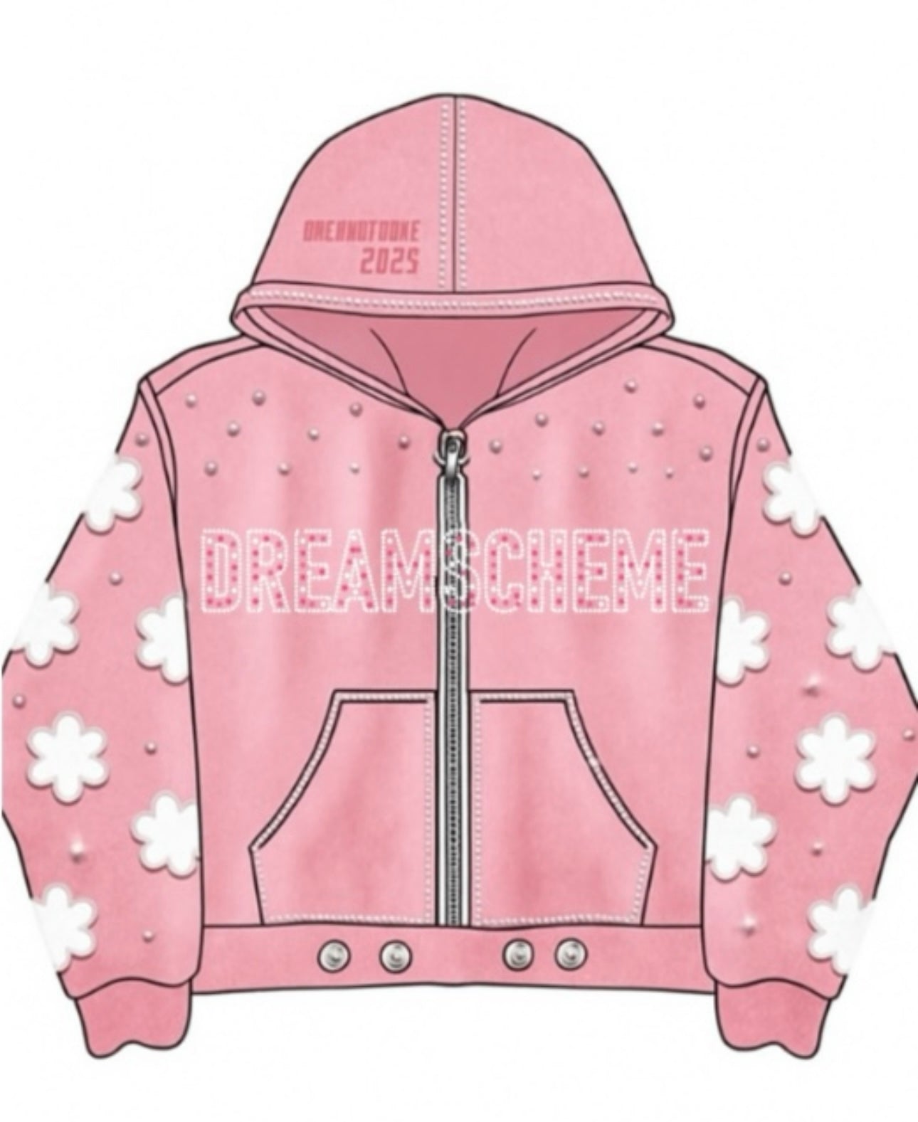 Pink Clover Rhinestone Zip Up Hoodie