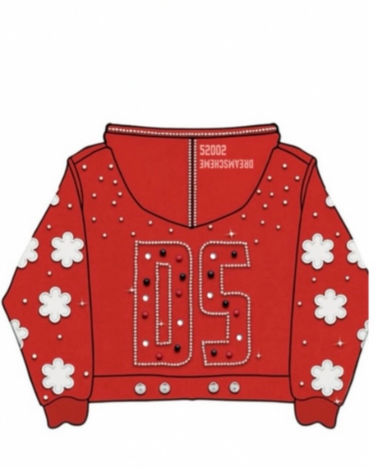 Red Clover Rhinestone Zip Up Hoodie