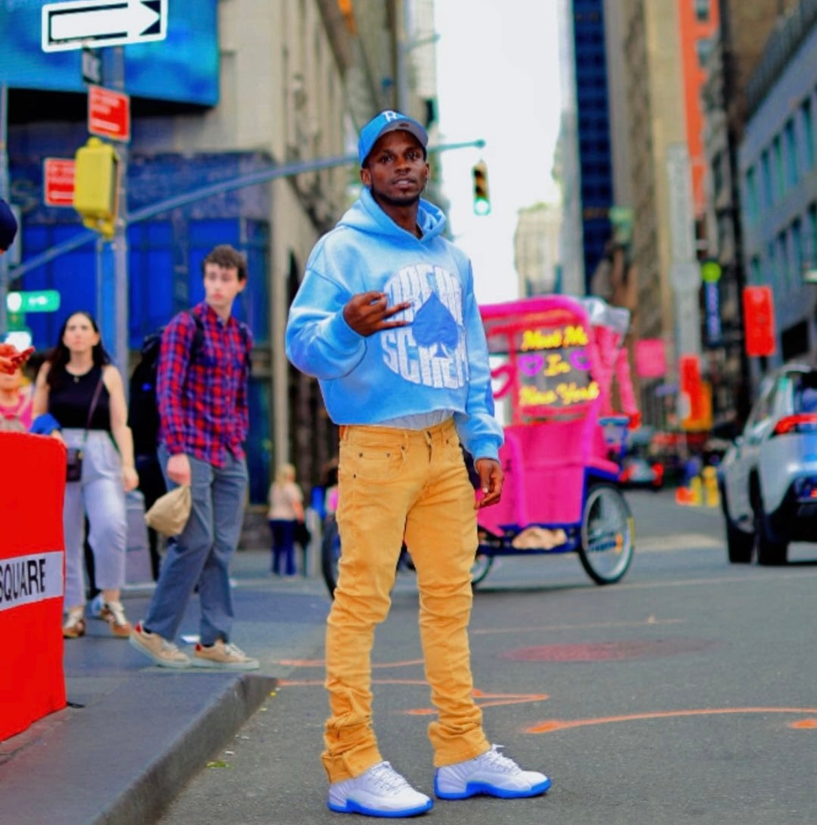 Blue Ace Of Spades Cropped Pullover Hoodie